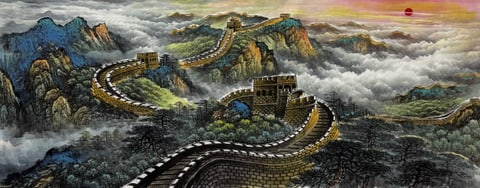 Dragon's Spine in Celestial Fire (Mo Qingyan) Semi-Xieyi Style Shanshui Painting 70.9" x 27.6"(in)